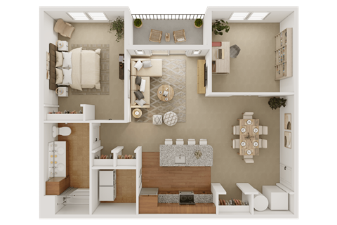 Floor plan for 1 bed, 1 bath, 1103 sqft